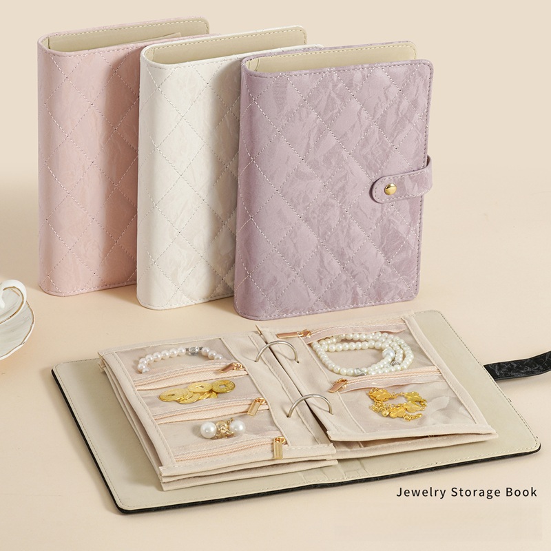 Travel Jewellery & Accessories Organiser - Removable Binder-style Jewelry Storage Book, Quilted
