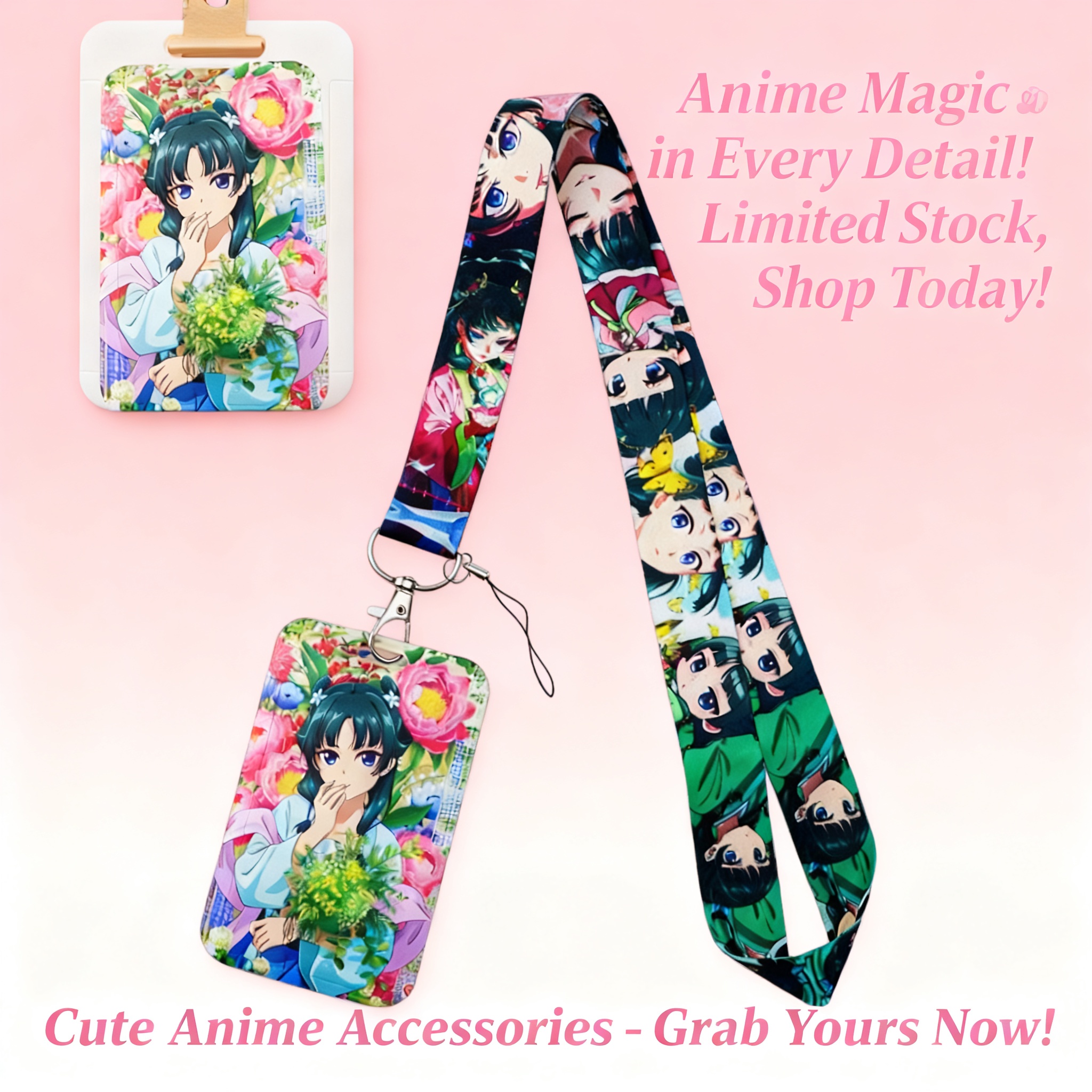 Travel Accessories Bag - Cute Anime Girl Lanyard Neck Strap