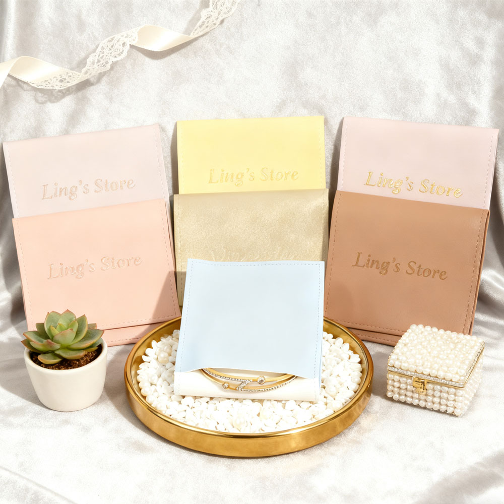 Travel Jewellery & Accessories Organiser - 100pcs Personalized Leather Envelope Pouches Jewelry