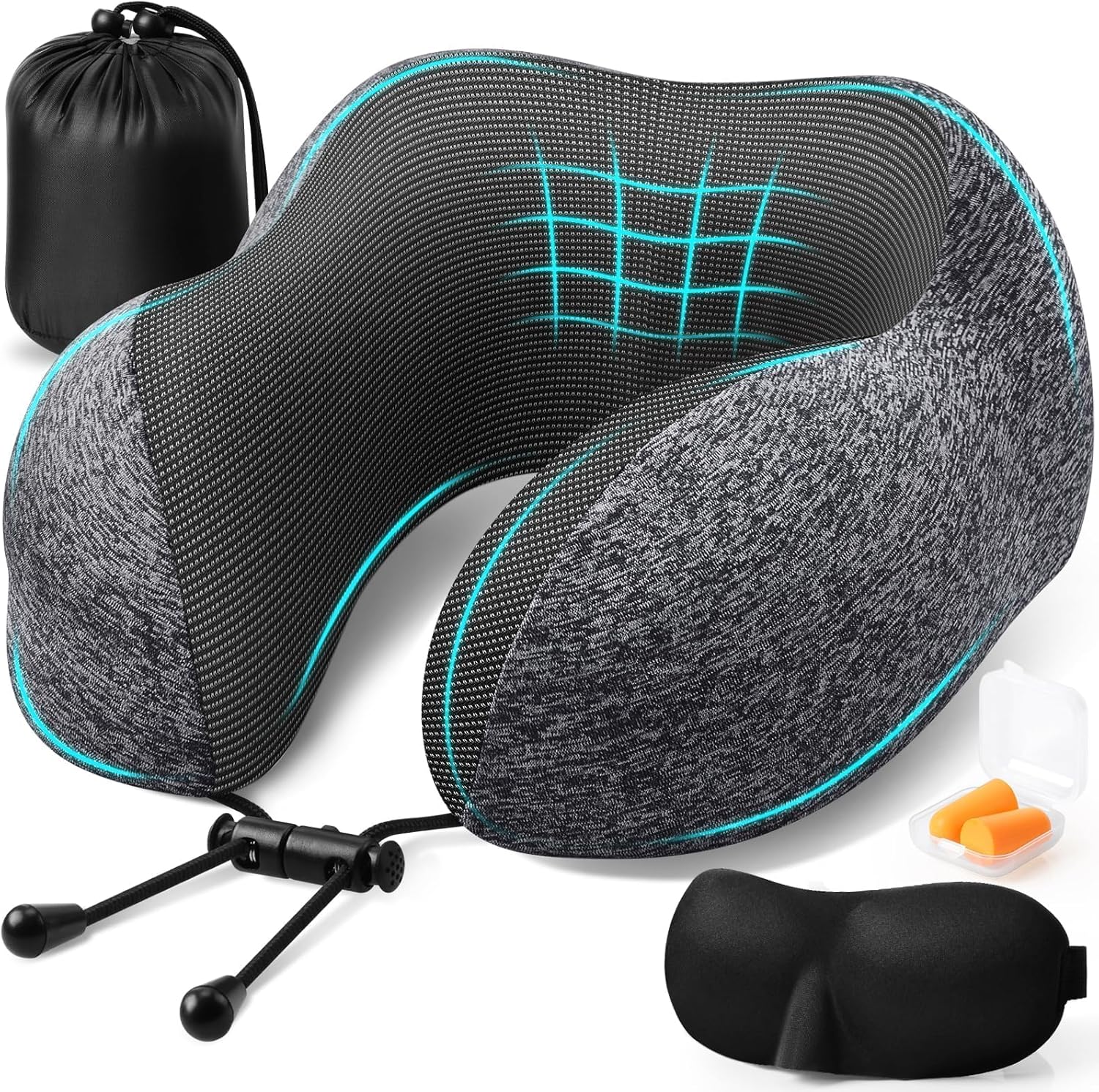 Travel Pillow Set with Memory  - Earplug Set Foam avaliação e preço