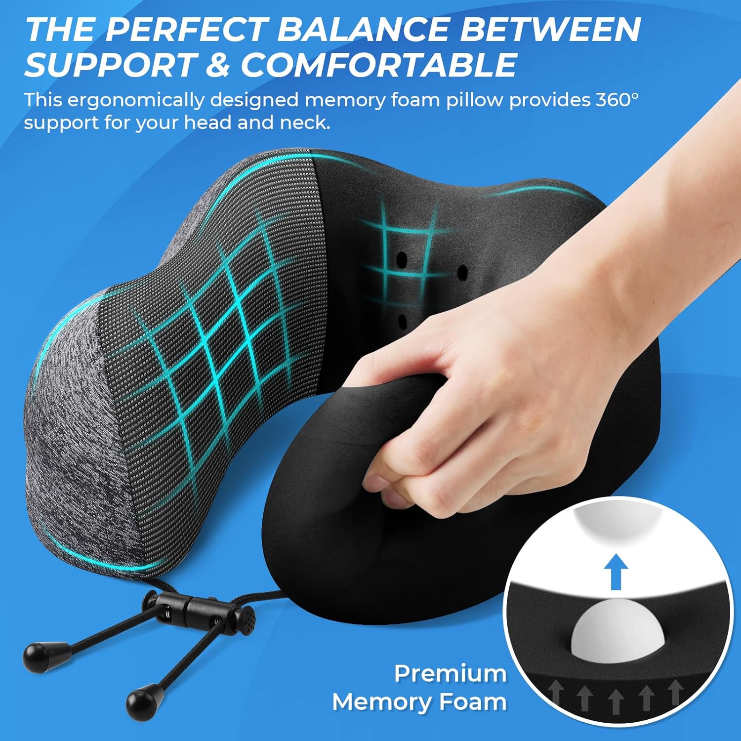 Travel Pillow Set with Memory  - Earplug Set Foam avaliação e preço
