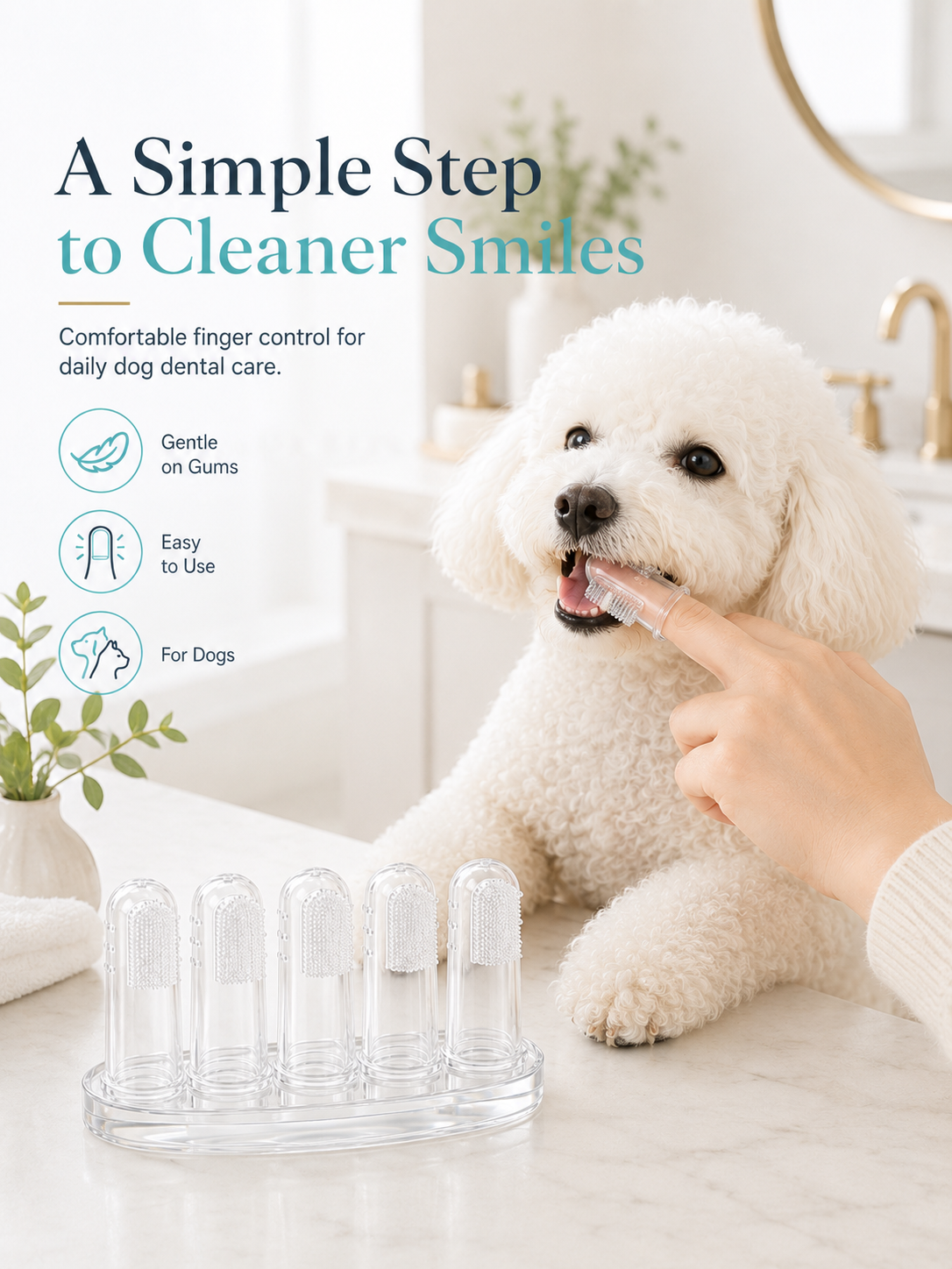 5pcs Silicone Pet Finger Brush - Travel Accessories Dog avaliação e preço
