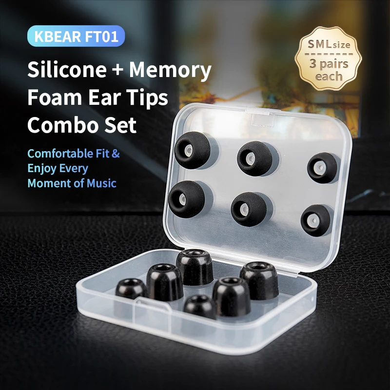 KBEAR FT01 Silicone + Memory F - Earplug Set Foam avaliação e preço
