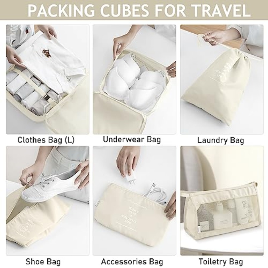 8 Set Packing Cubes for Travel - Travel Accessories Set avaliação e preço