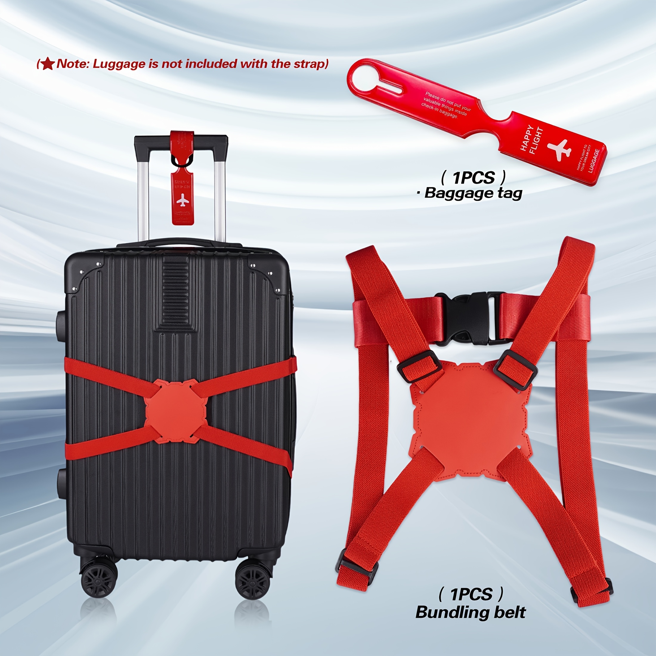 2-Piece Luggage Strap Set + Lu - Travel Accessories Luggage Straps avaliação e preço