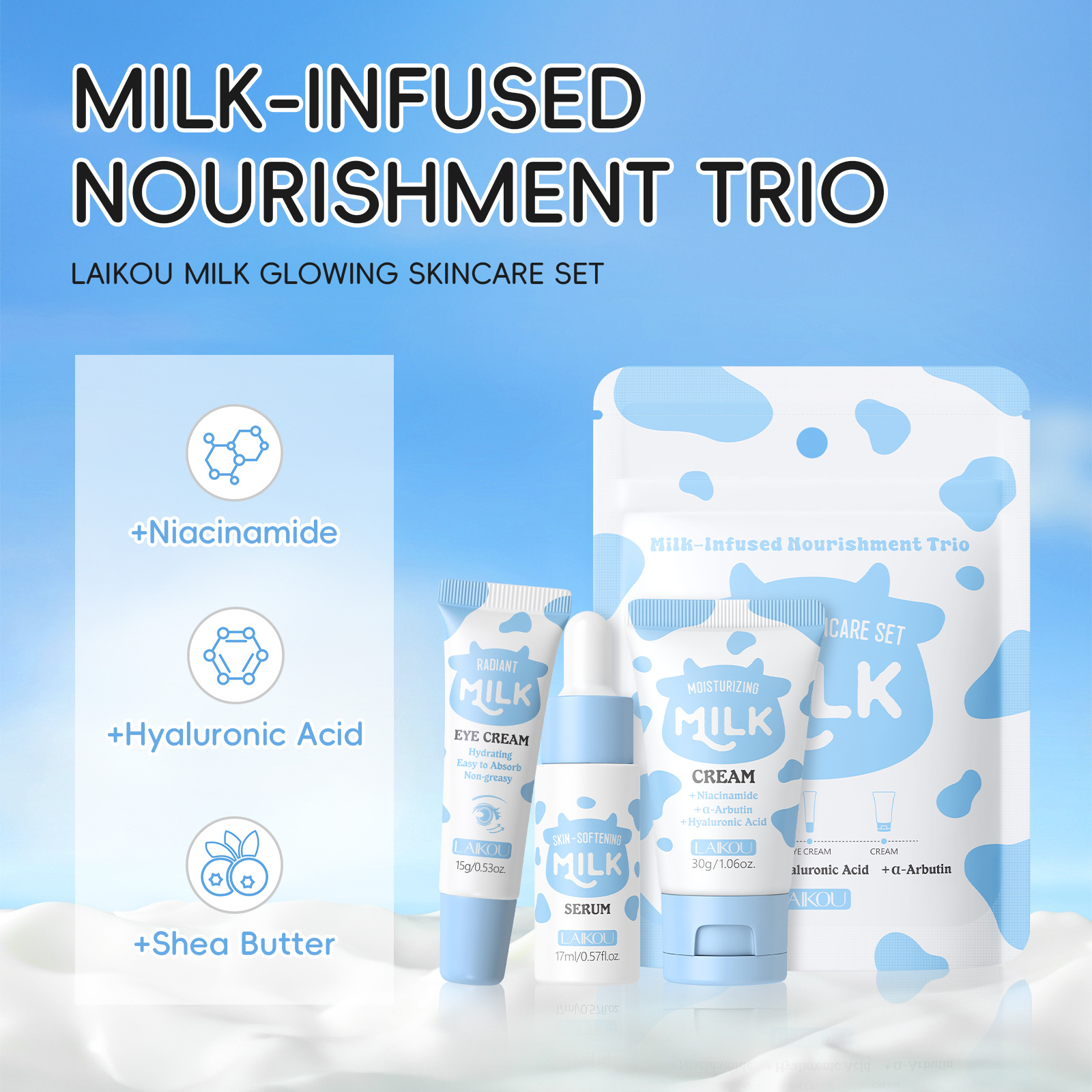 LAIKOU Milk 3Pcs Travel Skinca - Travel Accessories Set avaliação e preço