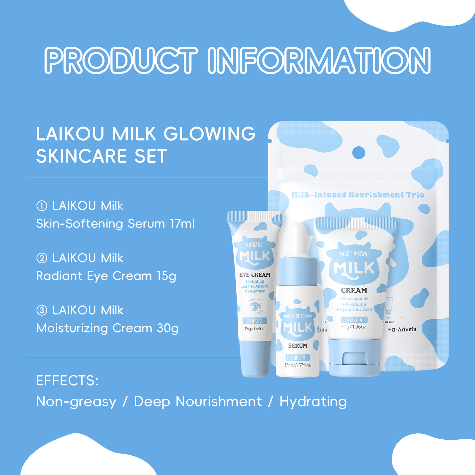LAIKOU Milk 3Pcs Travel Skinca - Travel Accessories Set avaliação e preço