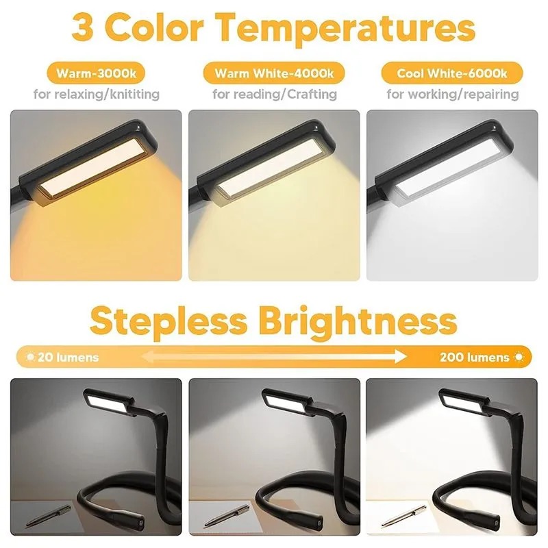 LED Neck Reading Lights Rechar - Book Light Flexible avaliação e preço