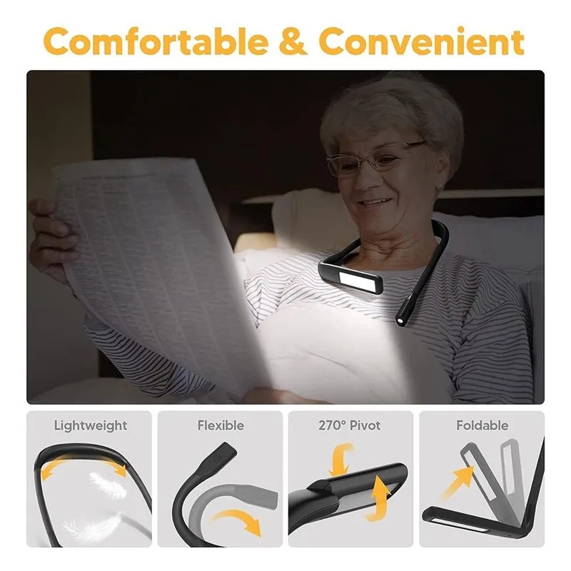 LED Neck Reading Lights Rechar - Book Light Flexible avaliação e preço