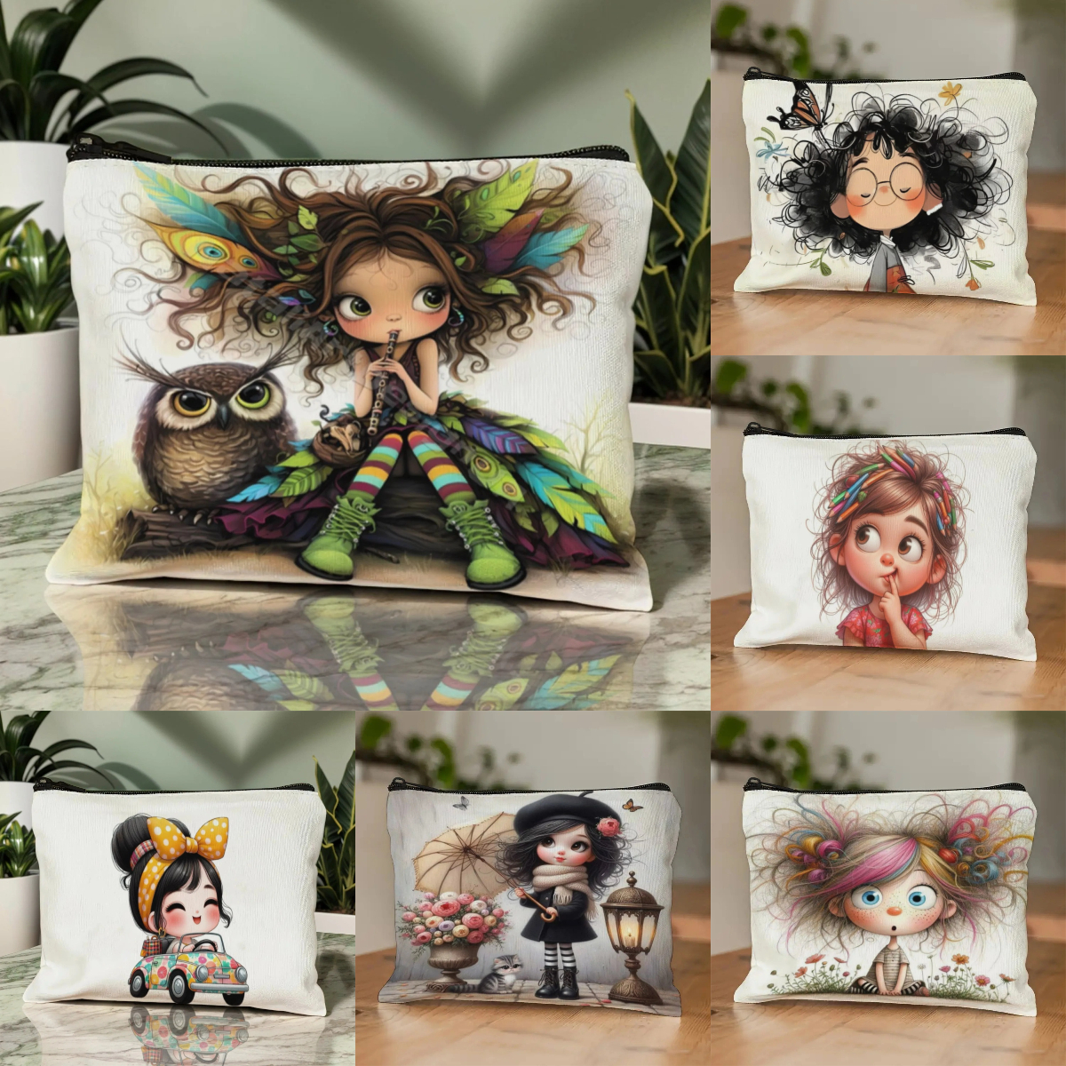Cartoon Girl Makeup Bag Zipper - Travel Accessories Bag avaliação e preço