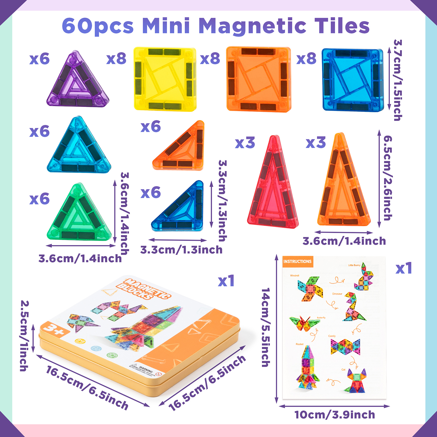 42P/60P Mini Magnetic Tiles Bu - Travel Accessories Set avaliação e preço